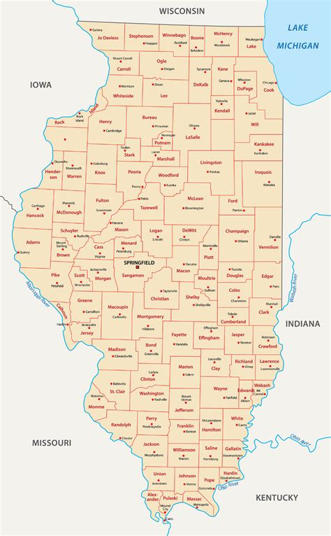 Map of Counties in Illinois